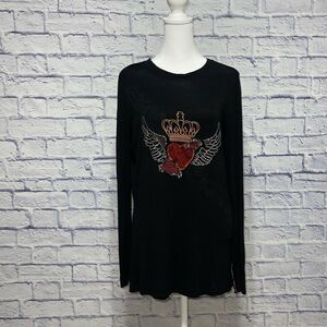 Ivy Jane long sleeve rhinestone crown shirt heart wings